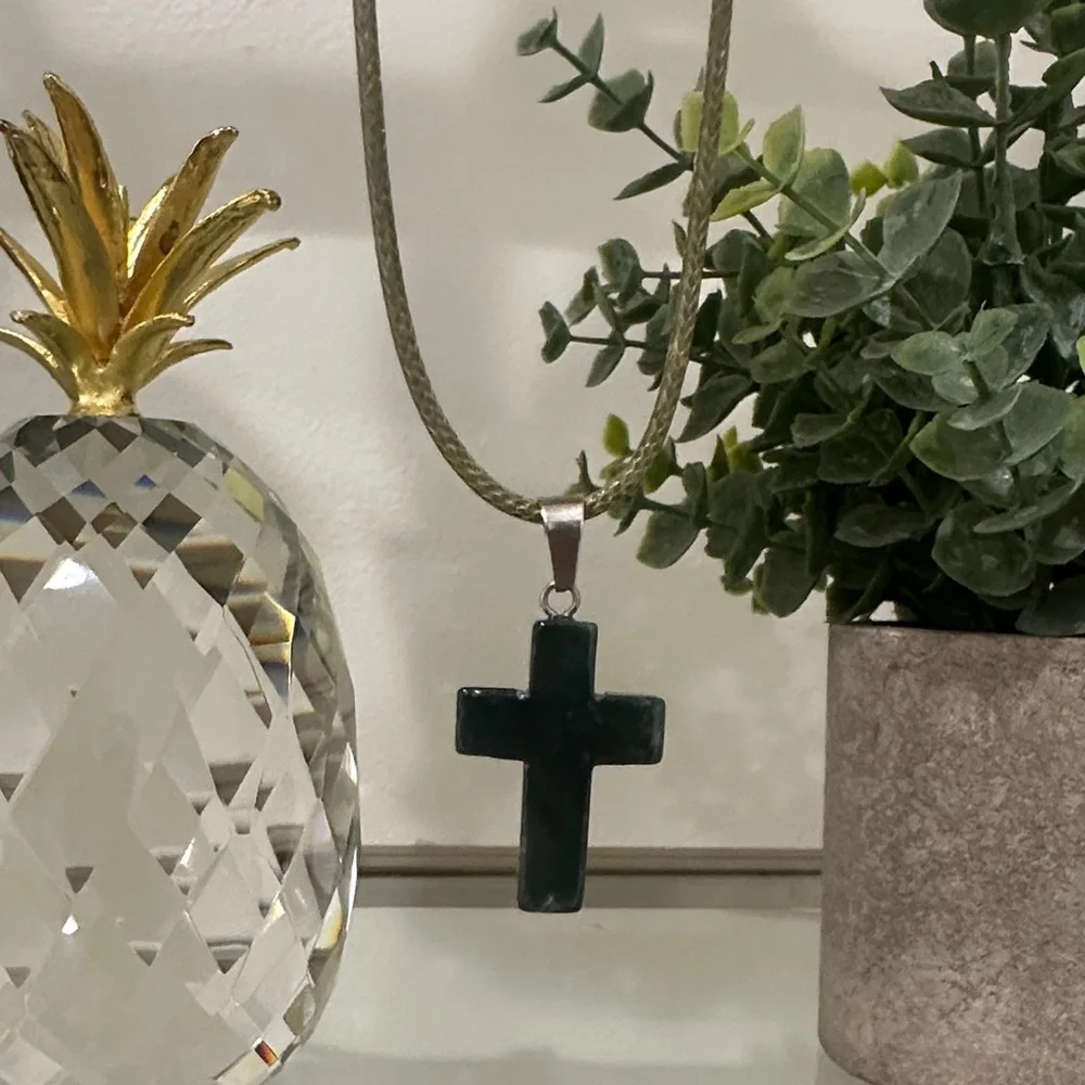 Nature stone Cross Necklace